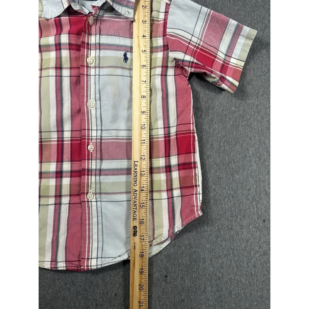 Ralph Lauren Button Down Shirt‎ Kids Youth Red Plaid Long Sleeve 3T